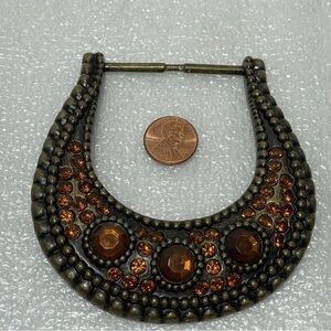 Women's Heavy Belt Buckle - Western Cowgirl Style with Faced Orange Rhinestones